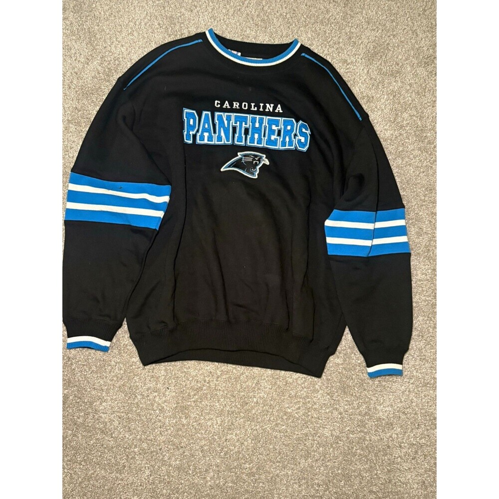 Lee Sport Carolina Panthers NFL Football Crewneck Sweatshirt Black Blue White